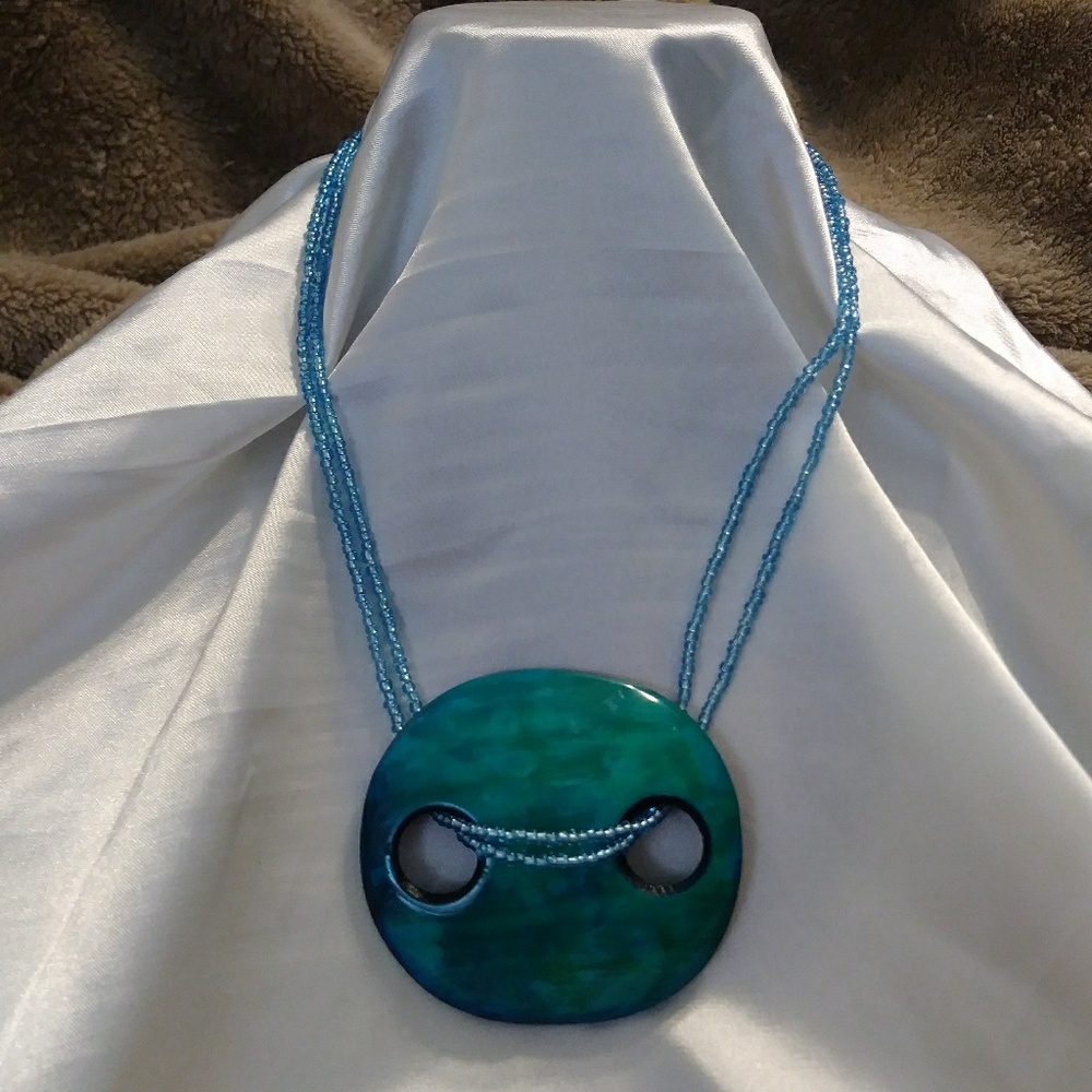 🆕Beaded Necklace with Large Resin Charm